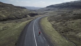 Incredible video of skater going downhill on an icelandic road