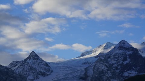 Time lapse of the peaks above the Rosenlewgletscher from the Meiringen-Hasliberg ski area in Switzerland