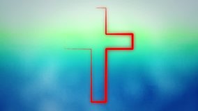 a colorful outline changing color as it rotates in the shape of a cross, looped video.