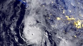 Hurricane Willa to Pacific Coast and Mexico, Cat5, 155 mph, 10, 22, 2018, Infrared night imaging - 3840x2160. Some of the video elements are public domain NASA imagery