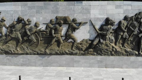 Ataturk Statue in The Canakkale Martyrs Memorial is a war memorial commemorating the service of about Turkish soldiers who participated at the Battle of Gallipoli