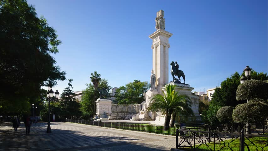 1812 Constitution Monument Spain Square Cadiz Spain Time-Lapse