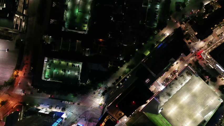 Dallas, Texas / United Sates - October 1, 2018 : Aerial of Downtown Dallas, Texas at Night