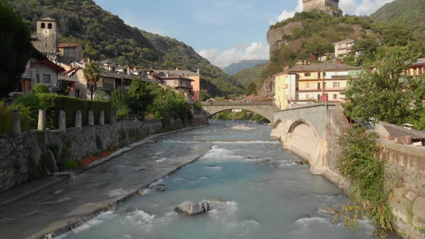 Verres river cutting through town