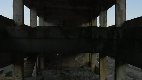 Alba Iulia, Romania - July , 2016: Interior of a damaged industrial hall