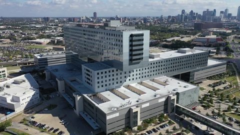 Dallas, Texas / United States - October 1, 2018 : Aerial of The Parkland Hospital Office Park