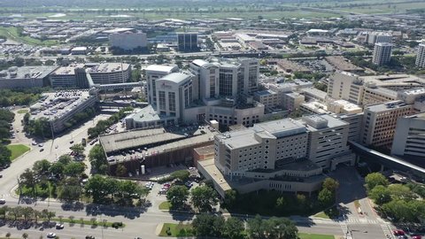 Dallas, Texas / United States - October 1, 2018 : Aerial of The Parkland Hospital Office Park