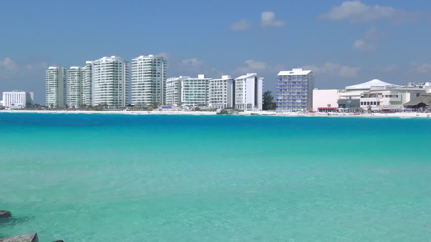 Seaview of Caribbean Sea in Cancun Mexico. Seascape Scenic of Tropical Country