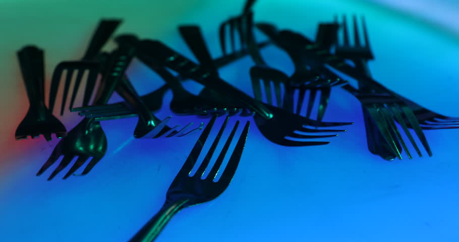 Macro shot forks on a table