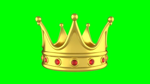 Looped animation rotating golden crown on green.