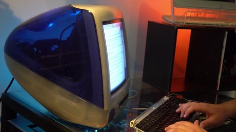 Man Using Old Computer