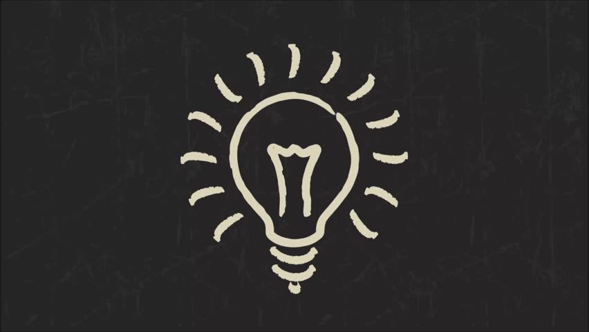 Light bulb idea symbol looped animation on blackboard texture