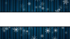 Abstract falling snowflakes on dark blue striped background. Christmas and New Year winter video animation. Seamless loop. Motion graphic Ultra HD 4K 3840x2160