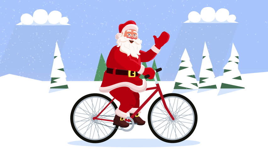 santa riding a bike