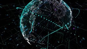 Digital network technology abstract of the globe. 4k video - Powered by Shutterstock - Get 15% off with code: PIKWIZARD15