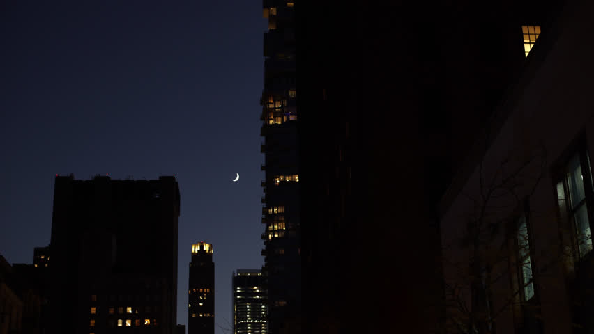 Crescent Moon Over Manhattan Neighborhood Stock Footage Video (100%  Royalty-free) 1020206581 | Shutterstock