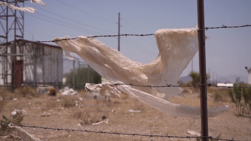 Authentic and western landscape of Death Valley desert. Broken plastic bag moving by the wind. Wild lifestyle. Dry and arid texture. Dunes. Day, emptiness.  