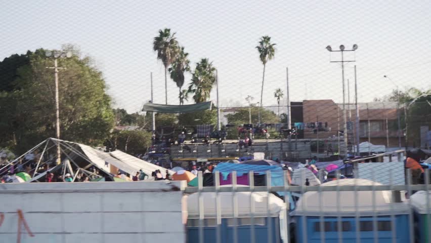 Tijuana, Mexico November 25 2018   Honduras migration camp Tijuana US border caravan near San Ysidro southern us entry 