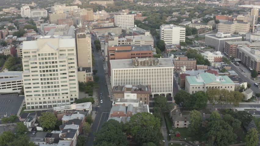 Flight over Trenton, New Jersey. Many of these buildings are government buildings.