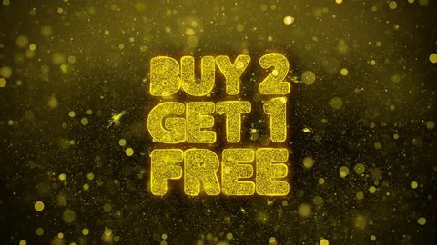 Buy 2 Get 1 Free Greetings card Abstract Blinking Golden Sparkles Glitter Firework Particle Looped Background. Gift, card, Invitation, Celebration, Events, Message, Holiday, Festival.