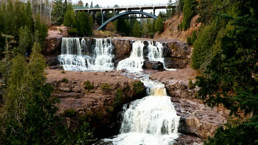 Gooseberry Falls State Park in Minnesota late autumn on the North Shore of Lake Superior