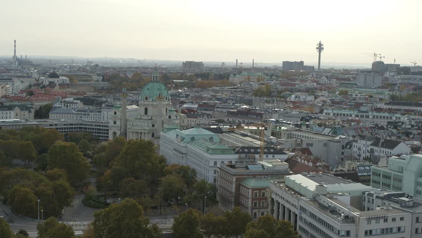 Drone Aerial Vienna State Opera and Cityscape