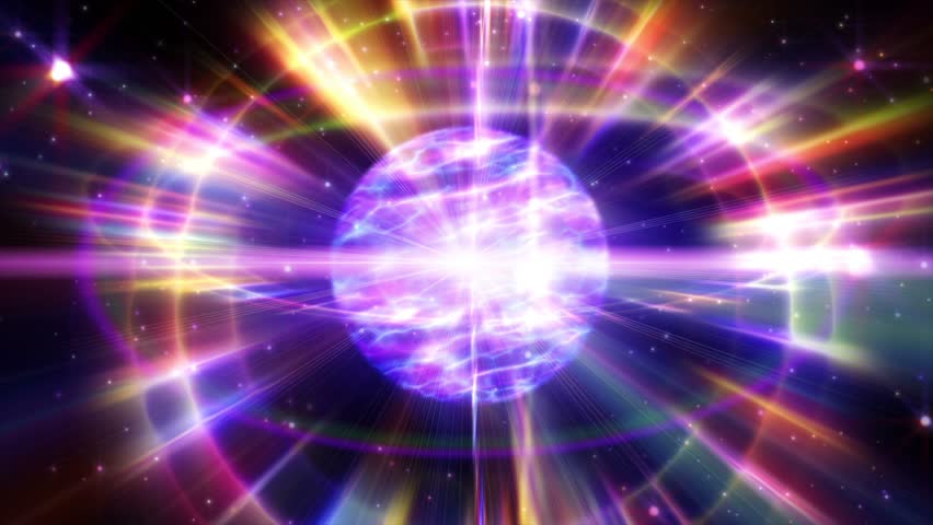 Abstract animation background light multicolored sphere and rays in space rotating and shining | Shutterstock HD Video #1020248938