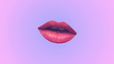 Minimal Motion design art. Painted hand show silence gesture on lips by finger  