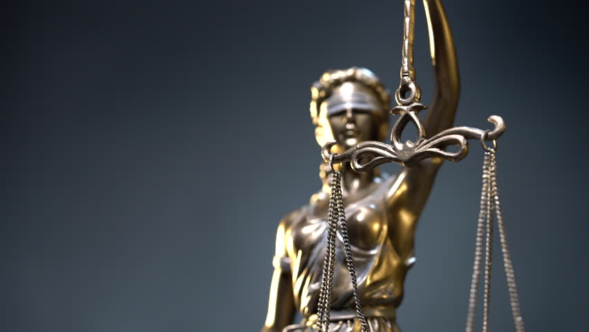 Statue of Lady Justice of Law - close up dolly tracking shot