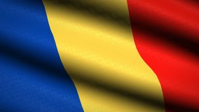 Chad Flag Waving Textile Textured Background. Seamless Loop Animation. Full Screen. Slow motion. 4K Video Footage