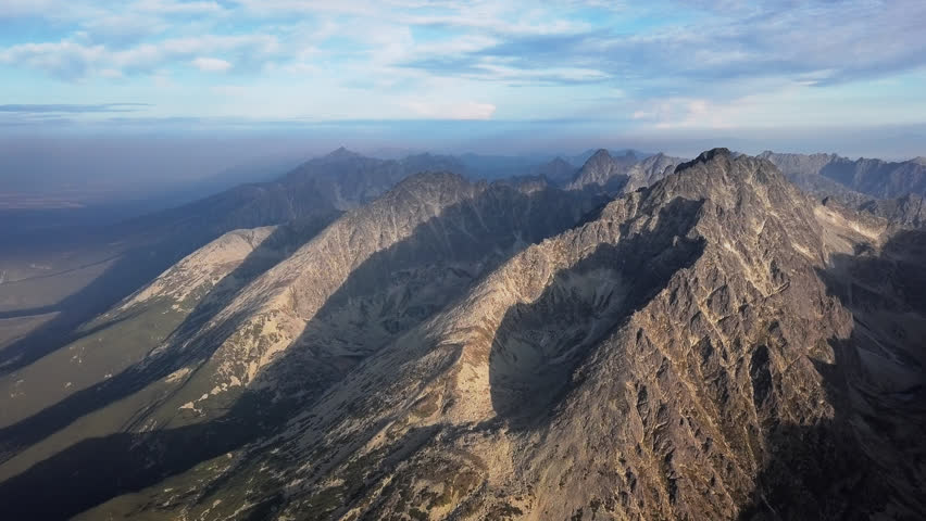 Morning aerial view of Gerlachov Peak (Gerlachovsky stit) and High Tatras mountains, Slovakia | Shutterstock HD Video #1020276571