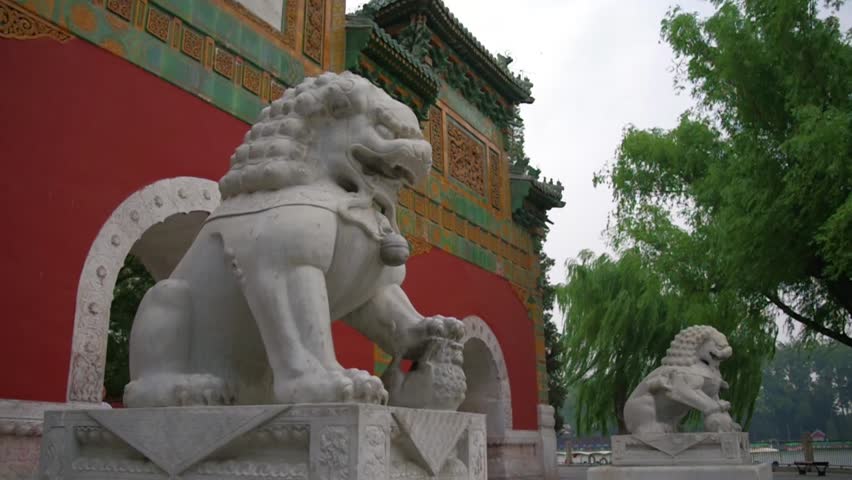 Beihai Park Beijing. Lion statues