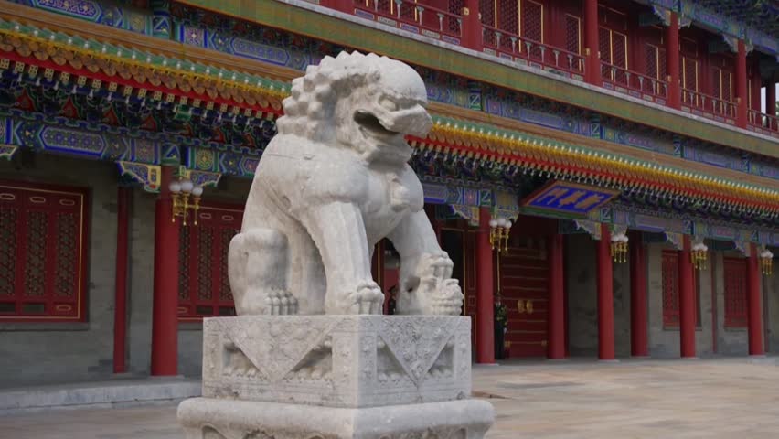 Beihai Park Beijing. Lion statues