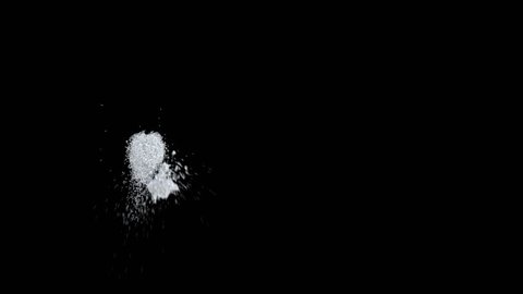 4K texture of snowball hitting wall isolated on black with alpha