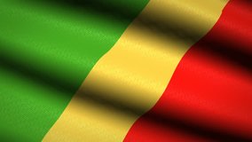 Congo Flag Waving Textile Textured Background. Seamless Loop Animation. Full Screen. Slow motion. 4K Video Footage
