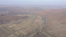 Flying over valley of the river Timok in Eastern Serbia 4K aerial video