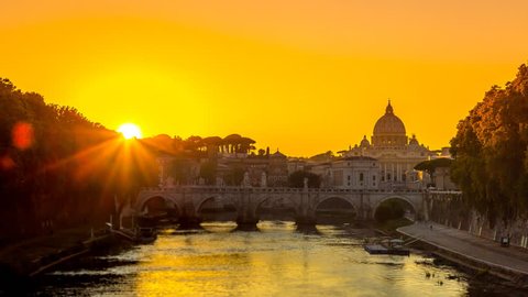Rome skyline aerial view at  sunrise over vatican city italy timelapse footage in 4k.