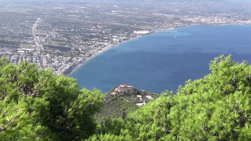 Loutraki, Corinth, Gulf of Corinth, Greece. The view from the top.