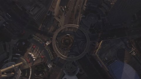 Shanghai China Circa-2017, daytime aerial view of the cityscape
