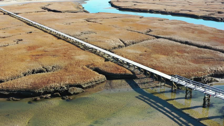Long Foot Bridge Board Walk to Ocean Beach Aerial View