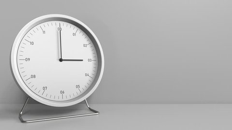 Clock measures one hour from 3:00 till 4:00. 3D animation