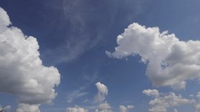 Timelapse clip of moving clouds. fast moving blue color sky at cloudy summer weather day, good as beauty in nature background, time lapse motion cloudscape in heaven air.