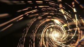 Abstract sci fi tunnel. Gold bokeh lights. Glowing corridor The camera moves forward towards. Dynamic background for project - Powered by Shutterstock - Get 15% off with code: PIKWIZARD15