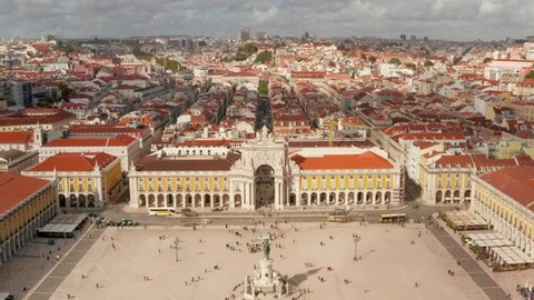Aerial Lisbon old town view