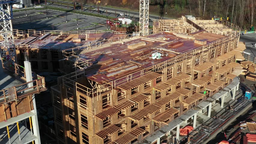 Building under construction. The site with crane. Drone flying. 4k. | Shutterstock HD Video #1020404014