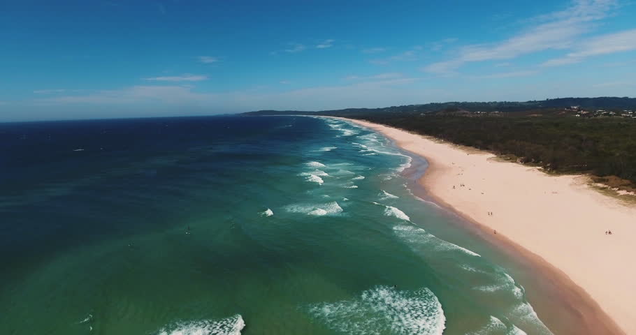 Aerial Drone Shot of Tallows Beach in Byron Bay, Surf Beach, Australia, New South Wales
 Royalty-Free Stock Footage #1020408844