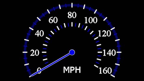 Speedometer going to max speed and then slow down to zero. Loopable. Luma matte. 3D rendering.