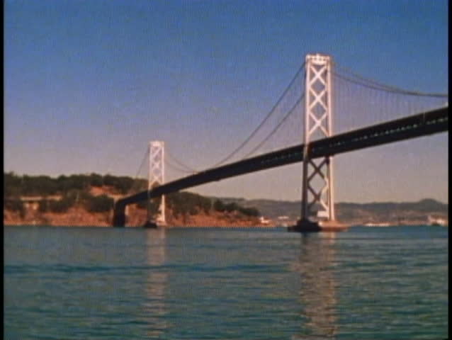 SAN FRANCISCO, CALIFORNIA, 1979, Bay Bridge, Sailboat, Fisherman