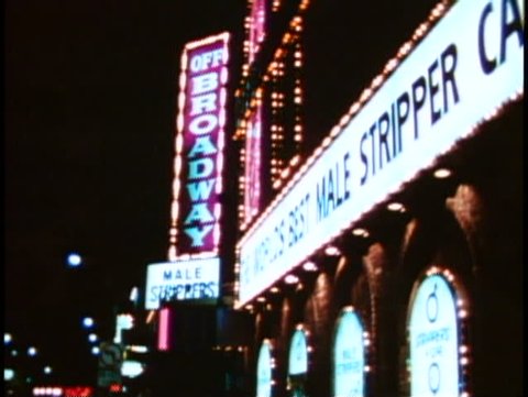 SAN FRANCISCO, CALIFORNIA, 1979, North Beach by night, Male Stripper sleaze