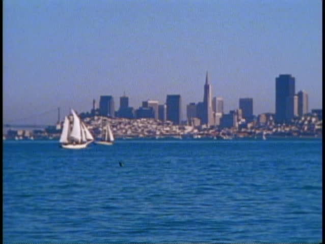 SAN FRANCISCO, CALIFORNIA, 1979, San Francisco skyline and bay, classic view